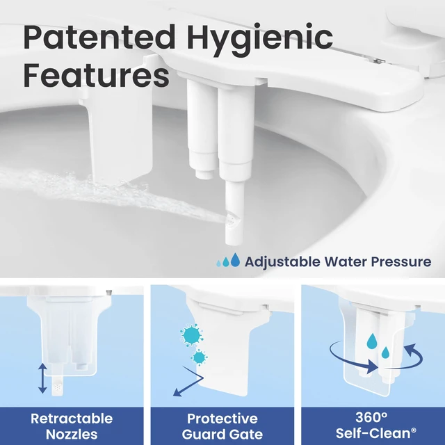 Alt view image 4 of 7 - NEO 320 PLUS - Warm Water Bidet Attachment for Toilet, Chrome Non-Electric, Warm Water, Dual Nozzle, Slide-In Install, 360° Self-Clean, EZ-Lift, Feminine & Rear Wash