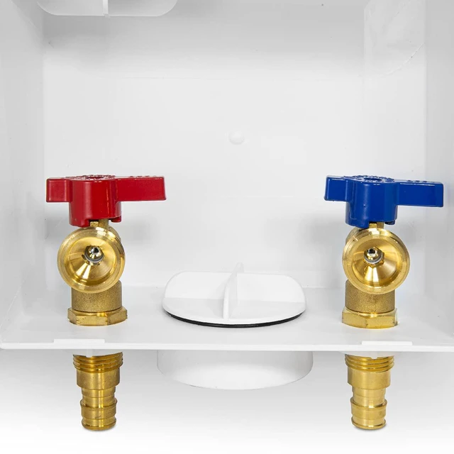 Alt view image 7 of 7 - Washing Machine Outlet Box, 1/2" Pex-A F1960 Expansion Fitting Connection x 3/4" MHT Connection, Center Drain with Brass 1/4 Turn Valves Installed,(WM003) (Pack of 3)