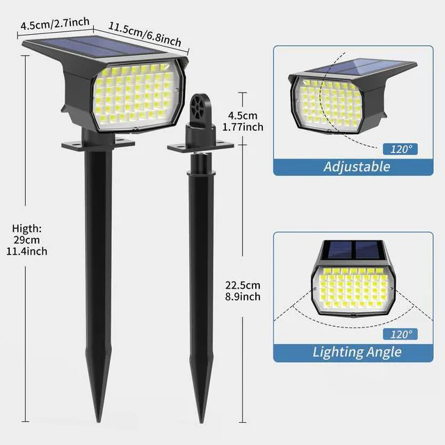 Alt view image 6 of 6 - Solar Spot Lights Outdoor Landscape Spotlights 12 Pack Cool White 46LED, 3 Mode, Auto On/Off Landscape Spotlights Solar Powered Flood Lights for Outside Pathway Yard Garden House Walkway Tree