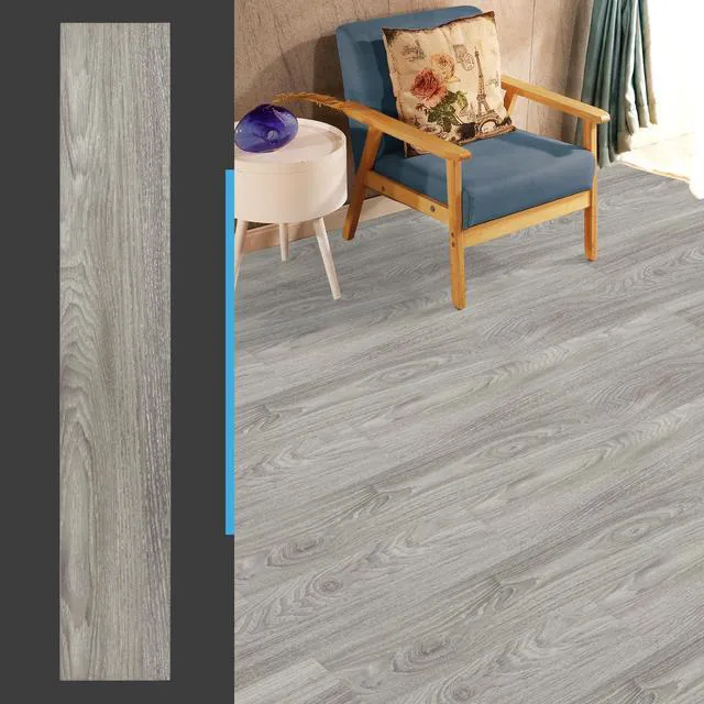 Alt view image 3 of 7 - 36-Pack Wood Texture Peel and Stick Vinyl Flooring Tiles, Light Grey 18 & 54 sq.ft Options, Rigid Surface Hard Core, Waterproof, Self-Adhesive, Impact Resistant, Fit Indoor Household Spaces