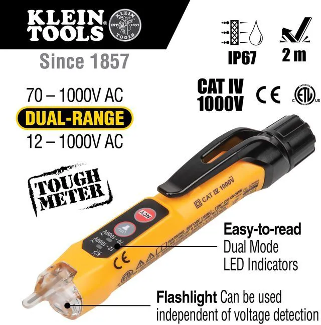 Alt view image 3 of 7 - MM320KIT Digital Multimeter Electrical Test Kit, Non-Contact Voltage Tester, Receptacle Tester, Carrying Case and Batteries