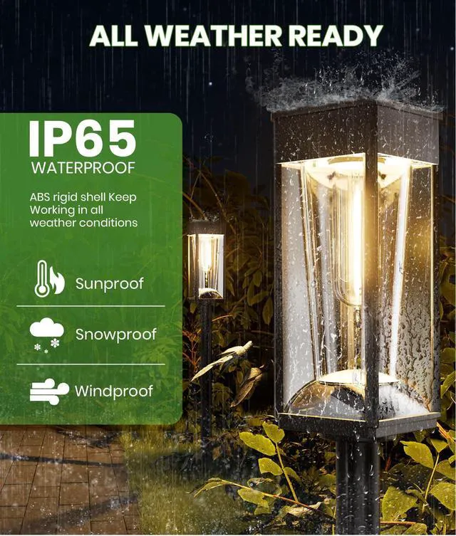 Alt view image 5 of 6 - Bright Solar Walkway Lights, 8 Pack, 2 Color Modes, IP65 For gardens and walkways, Garden Solar Light Waterproof pair 2 color modes and auto on/off with 1124 h runtime