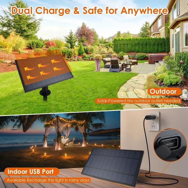 Alt view image 6 of 7 - 2 Pack 120FT Solar String Lights Outdoor,Solar Patio Lights Waterproof with Remote & 80+4 Dimmable ST38 Shatterproof LED Bulbs,Commercial Grade Solar Powered String Lights for Outside