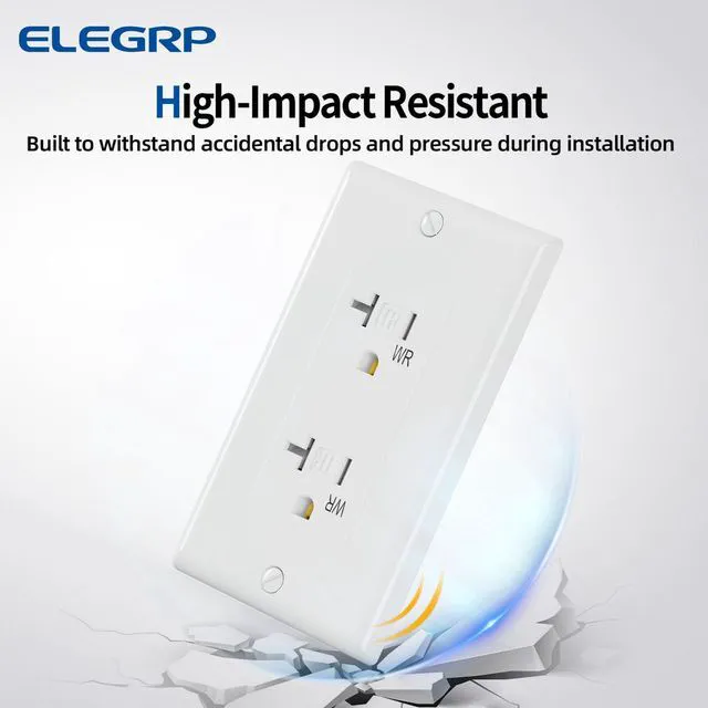 Alt view image 3 of 7 - Glossy White Decorator Wall Receptacle Outlets, TR Tamper Resistant & WR Weather Resistant, 20A 125V Electrical Outlet with Wall Plate, Self-grounding, 2 Pole 3 Wire, 5-20R, UL Listed, 50 Pack