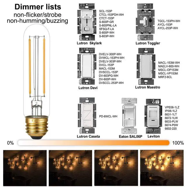 Alt view image 3 of 7 - Dimmable E26 LED Bulb 4W Equal 40 Watt Warm White 2700K E26 Edison AC120V 400lm Tubular T9 T10 LED Light Bulb for Rustic Pendant,Chandeliers,Wall sconces 6Pack (Pack of 3)
