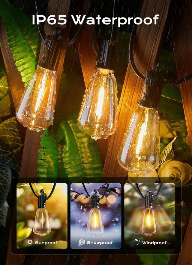 Alt view image 3 of 7 - Outdoor String Lights, 200FT 64+2 LED ST38 LED Patio Lights Shatterproof, Dimmable IP65 Waterproof Connectable Hanging Outdoor Light for Backyard, Porch, Deck, Balcony