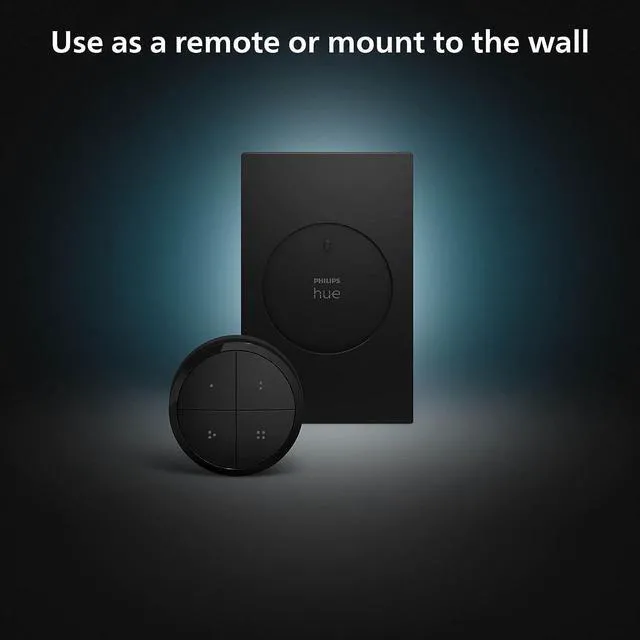 Alt view image 3 of 7 - Wall Tap Dial Light Switch, Portable, Black - 1 Pack - Requires Lights and Bridge - Smart Home - Easy, No-Wire Installation