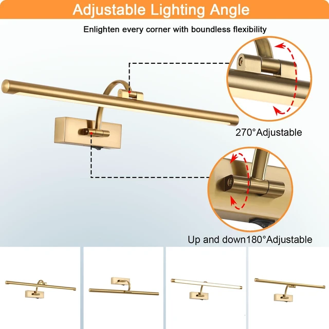 Alt view image 6 of 7 - Picture Light Battery Operated with Remote, 3CCT Dimmable Picture Light for Paintings, Brass Rechargeable 24 inch Battery Operated Wall Sconce for Art Lighting Gallery Portrait Artwork