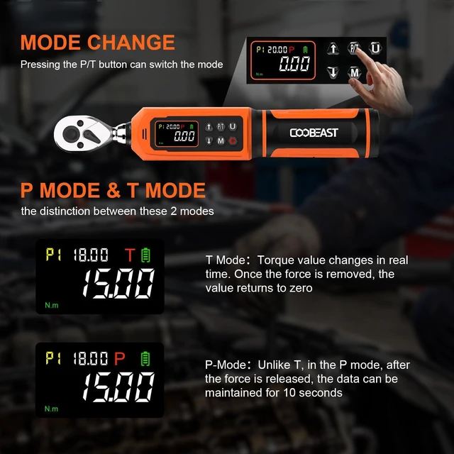 Alt view image 3 of 7 - 1/4 Drive Digital Torque Wrench,Preset Value(0.33-22.1 Ft.lbs./0.45-30Nm) Buzzer and LED Alert,±2% High Accuracy,72-Tooth, Quick Release,Reversible,Large Screen,for Bike Motorcycle,Gift for Men,DIY