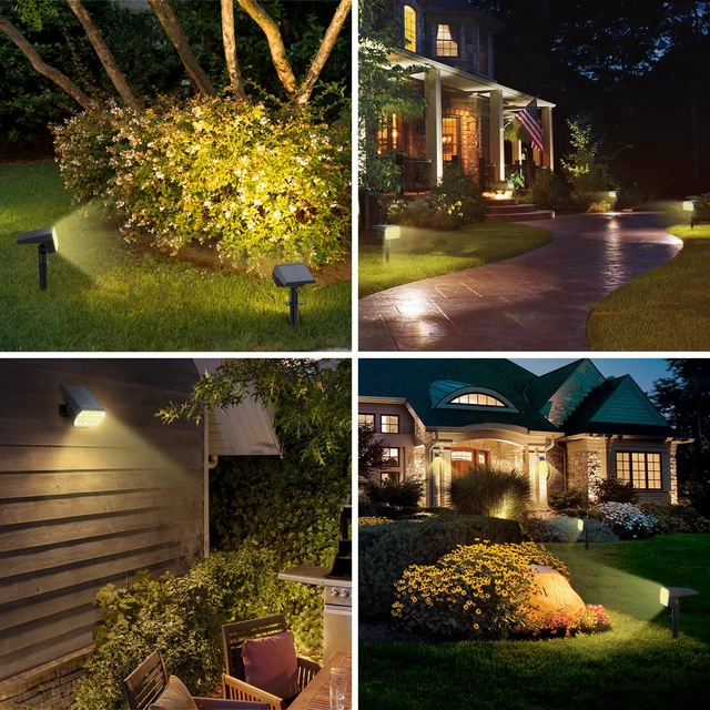 Alt view image 3 of 6 - Solar Lights Outdoor, IP68 Waterproof, 65 LED, Warm White, 10 Pack Long Lasting, 3 Lighting Modes, Auto On/Off, Adjustable Solar Panel, Solar Spot Light for Garden Landscape Yard Outside Tree