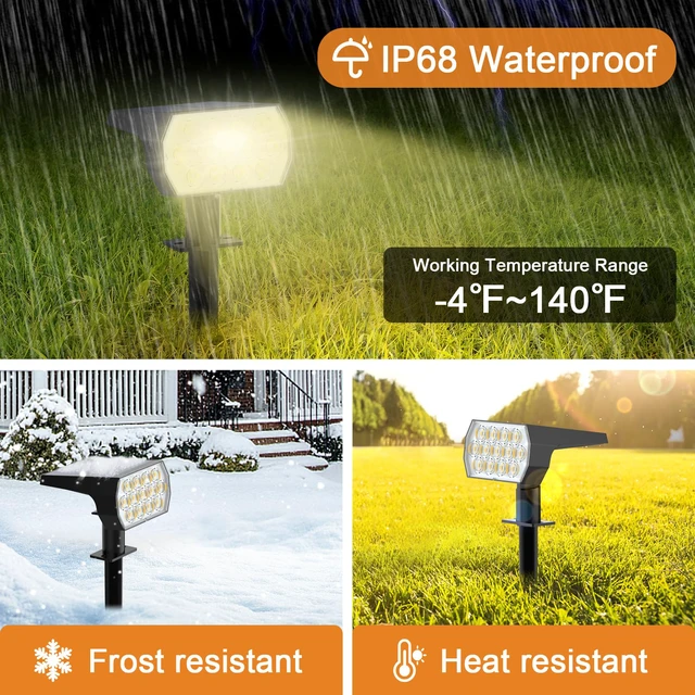 Alt view image 5 of 6 - Solar Lights Outdoor, IP68 Waterproof, 65 LED, Warm White, 10 Pack Long Lasting, 3 Lighting Modes, Auto On/Off, Adjustable Solar Panel, Solar Spot Light for Garden Landscape Yard Outside Tree