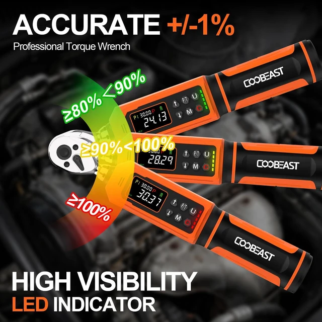 Alt view image 6 of 7 - 1/4 Drive Digital Torque Wrench,Preset Value(0.33-22.1 Ft.lbs./0.45-30Nm) Buzzer and LED Alert,±2% High Accuracy,72-Tooth, Quick Release,Reversible,Large Screen,for Bike Motorcycle,Gift for Men,DIY