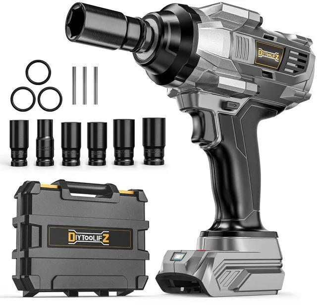 Main image of 1500Nm Cordless Impact Wrench 1/2" Compatible with Dewalt 20V 1110 Ft-Lbs Brushless Motor; 3-Speed; 6 Pcs Sockets & Storage Case; For Tire Removal, Rusted Bolts & Heavy Equipment