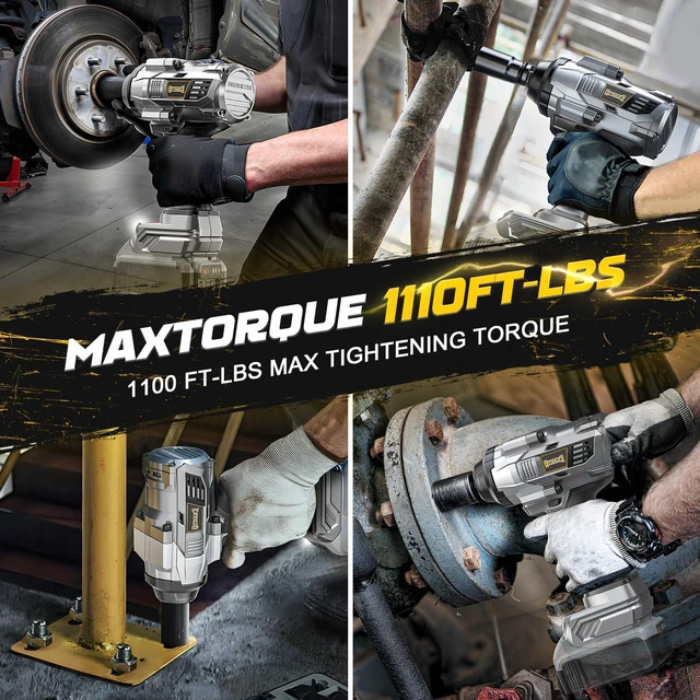 Alt view image 3 of 7 - 1500Nm Cordless Impact Wrench 1/2" Compatible with Dewalt 20V 1110 Ft-Lbs Brushless Motor; 3-Speed; 6 Pcs Sockets & Storage Case; For Tire Removal, Rusted Bolts & Heavy Equipment