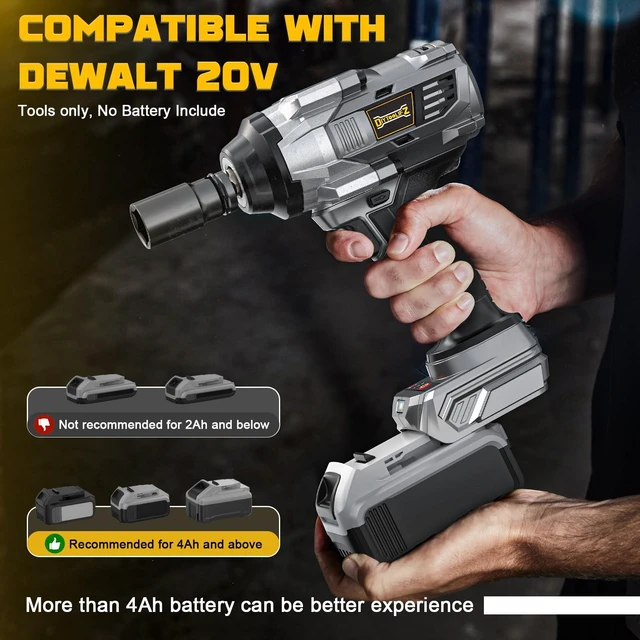 Alt view image 4 of 7 - 1500Nm Cordless Impact Wrench 1/2" Compatible with Dewalt 20V 1110 Ft-Lbs Brushless Motor; 3-Speed; 6 Pcs Sockets & Storage Case; For Tire Removal, Rusted Bolts & Heavy Equipment