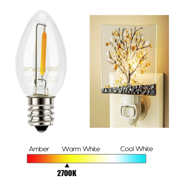 Alt view image 4 of 7 - Night Light Bulbs, C7 Candelabra Bulb, LED Light Bulbs with E12 Chandelier Base, 0.5 Watt (4W 5W 6W 7W Incandescent Equivalent), 50LM, Warm White, 2700K, Clear, 32 Pack