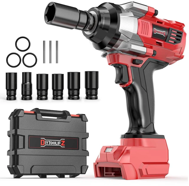 Main image of Cordless Impact Wrench 1/2 inch Compatible with Milwaukee 18V Battery, 1000 FT-LBS(1360N.m) Electric Impact Gun, High Torque Power Impact Driver with 6Pcs Sockets & Storage Case (Tool Only)
