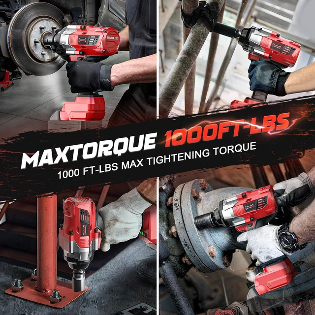 Alt view image 3 of 7 - Cordless Impact Wrench 1/2 inch Compatible with Milwaukee 18V Battery, 1000 FT-LBS(1360N.m) Electric Impact Gun, High Torque Power Impact Driver with 6Pcs Sockets & Storage Case (Tool Only)