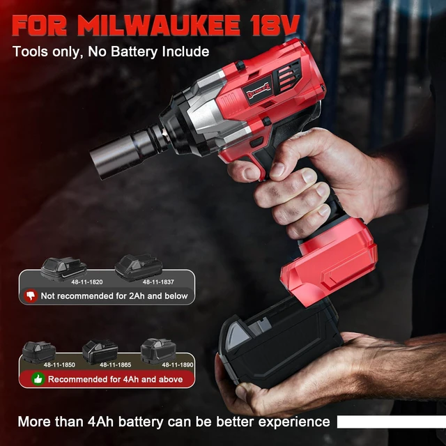 Alt view image 4 of 7 - Cordless Impact Wrench 1/2 inch Compatible with Milwaukee 18V Battery, 1000 FT-LBS(1360N.m) Electric Impact Gun, High Torque Power Impact Driver with 6Pcs Sockets & Storage Case (Tool Only)