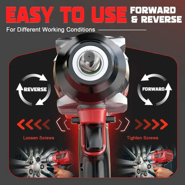 Alt view image 6 of 7 - Cordless Impact Wrench 1/2 inch Compatible with Milwaukee 18V Battery, 1000 FT-LBS(1360N.m) Electric Impact Gun, High Torque Power Impact Driver with 6Pcs Sockets & Storage Case (Tool Only)