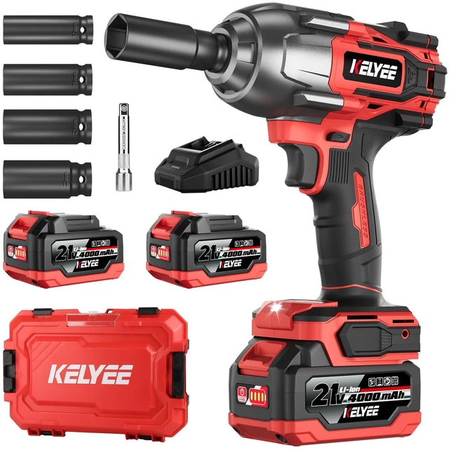 Main image of 1/2" Cordless Impact Wrench 1107Ft-lbs(1500N.m) with 21V 2 Battery Brushless High Torque 1/2 Impact Gun, 3-Mode Speed, Electric Impact Driver with 4 Socket for Home Car Pickup Truck RV Mower