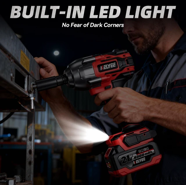 Alt view image 5 of 7 - 1/2" Cordless Impact Wrench 1107Ft-lbs(1500N.m) with 21V 2 Battery Brushless High Torque 1/2 Impact Gun, 3-Mode Speed, Electric Impact Driver with 4 Socket for Home Car Pickup Truck RV Mower