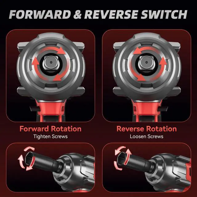 Alt view image 6 of 7 - 1/2" Cordless Impact Wrench 1107Ft-lbs(1500N.m) with 21V 2 Battery Brushless High Torque 1/2 Impact Gun, 3-Mode Speed, Electric Impact Driver with 4 Socket for Home Car Pickup Truck RV Mower