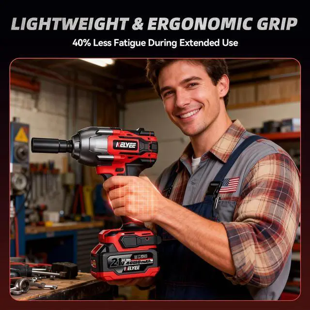 Alt view image 7 of 7 - 1/2" Cordless Impact Wrench 1107Ft-lbs(1500N.m) with 21V 2 Battery Brushless High Torque 1/2 Impact Gun, 3-Mode Speed, Electric Impact Driver with 4 Socket for Home Car Pickup Truck RV Mower