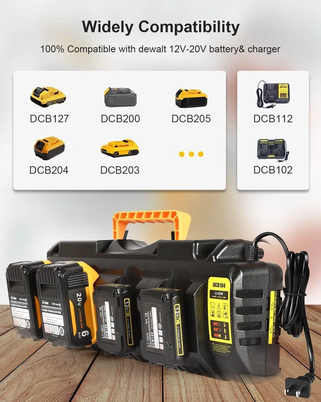 Alt view image 2 of 7 - DCB104-4 Replacement for Dewalt 12v 20v Max Multi Battery Charger Station