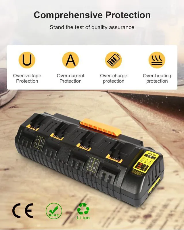 Alt view image 5 of 7 - DCB104-4 Replacement for Dewalt 12v 20v Max Multi Battery Charger Station