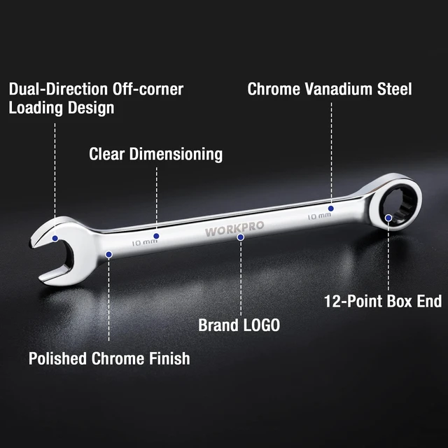 Alt view image 3 of 7 - 22 PCS Ratchet Combination Wrench Set with Tool Box, Mirror Polish with Organizer Box, Metric 6-18mm & SAE 1/4-3/4", 72-Teeth, For Home Project, Auto Repair, Plumbing, Construction, Machinery