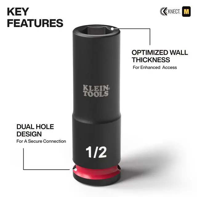 Alt view image 4 of 7 - 65121IMPCT KNECT Deep-Well 3/8-Inch Drive Impact Socket Set, SAE and Metric, 23-Piece Tool Set, Impact Driver Adapter, Multi-Purpose Wrench Adapter, Color-Coded, MODbox Socket Organizer