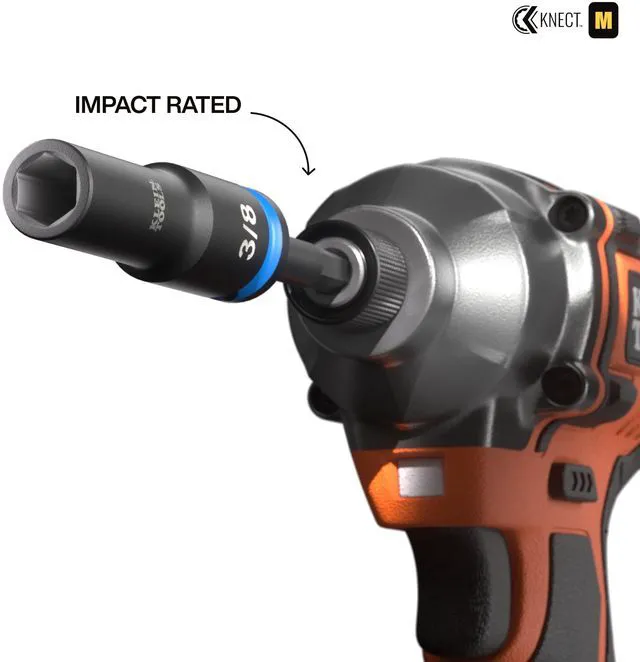 Alt view image 5 of 7 - 65121IMPCT KNECT Deep-Well 3/8-Inch Drive Impact Socket Set, SAE and Metric, 23-Piece Tool Set, Impact Driver Adapter, Multi-Purpose Wrench Adapter, Color-Coded, MODbox Socket Organizer
