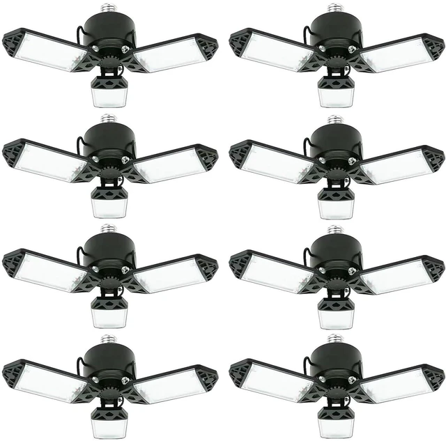 Main image of LED Garage Light, 80W 8000 Lumen Ceiling Lights with 3 Adjustable Panels, 6500K Daylight Light Bulb Fixture LED Lights for Garage, Workshop (80W 8Pack)