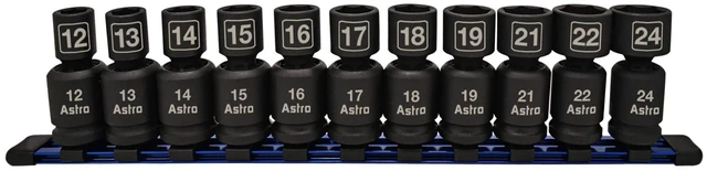 Main image of Astro Pneumatic Tool 78244 11Piece 1/2" Drive Nano Pinless Universal Impact Sockets - Metric