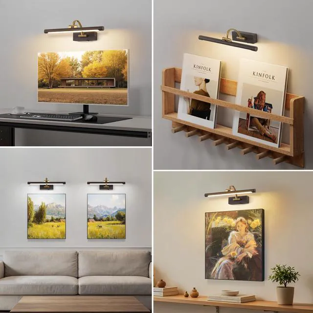 Alt view image 3 of 7 - LED Picture Lights for Wall Rechargeable, Battery Operated Art Light for Paintings (Wood Grain, 15.7inch)