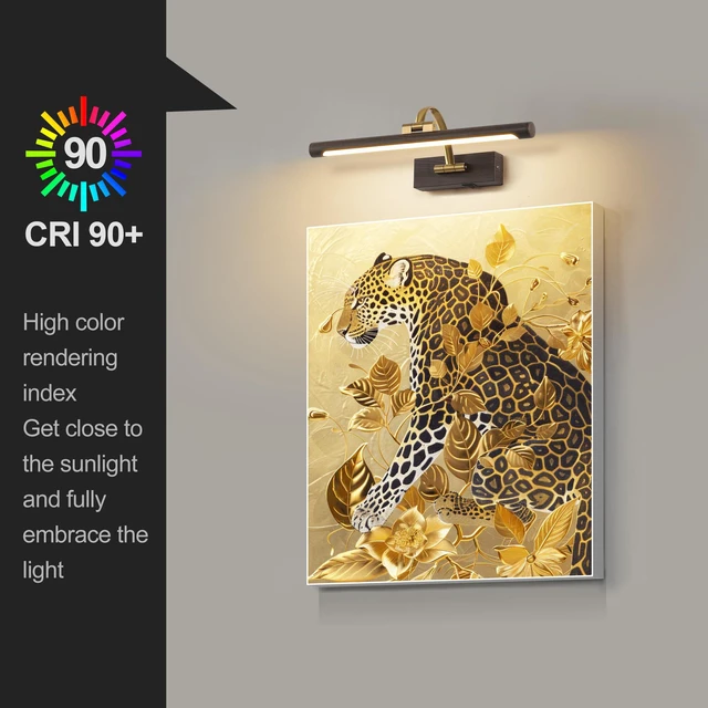 Alt view image 4 of 7 - LED Picture Lights for Wall Rechargeable, Battery Operated Art Light for Paintings (Wood Grain, 15.7inch)
