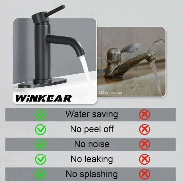 Alt view image 6 of 7 - Black Bathroom Faucet, Single Hole Bathroom Faucet Stainless Steel 2 Pack Modern Bathroom Sink Faucet with Pop-up Drain and Hoses, RV & Outdoor Basins,1 or 3 Hole