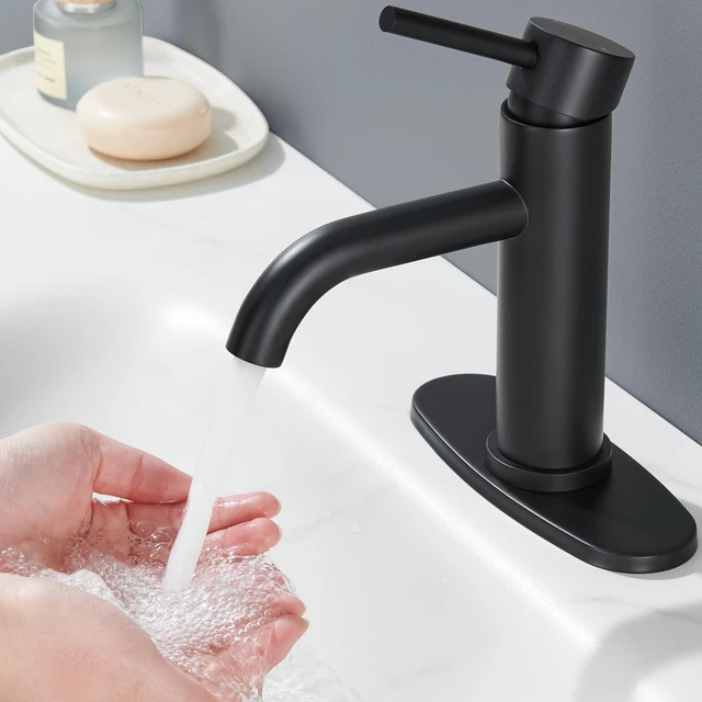 Alt view image 7 of 7 - Black Bathroom Faucet, Single Hole Bathroom Faucet Stainless Steel 2 Pack Modern Bathroom Sink Faucet with Pop-up Drain and Hoses, RV & Outdoor Basins,1 or 3 Hole