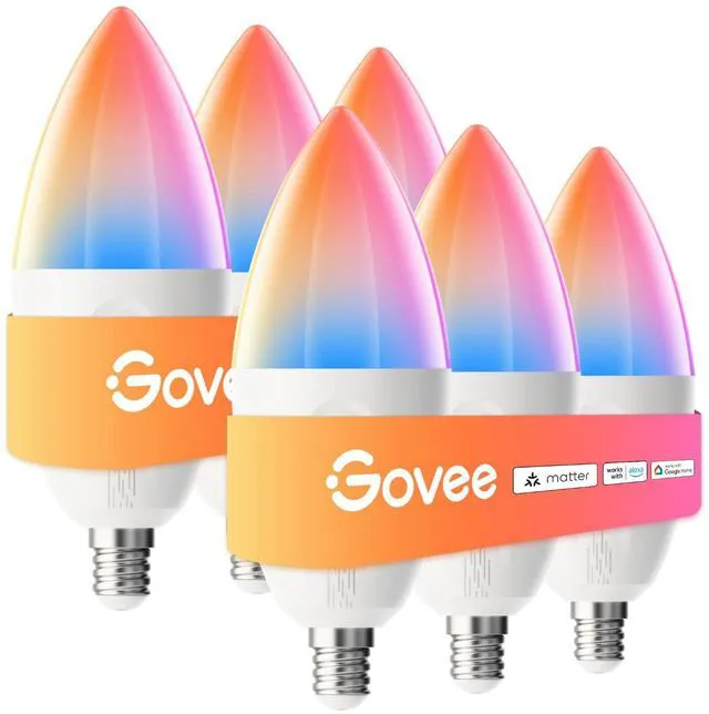 Main image of Smart E12 Led Bulb, RGBWW Color Changing, 2.4GHz Only, 450 LM, 6 Pack Work with Matter, Alexa, Google Assistant, WiFi Candelabra Bulbs 40 Watt Equivalent