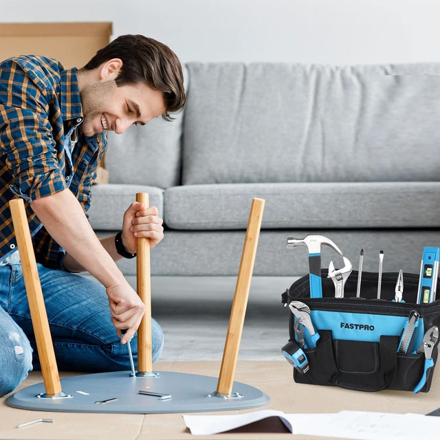 Alt view image 2 of 6 - 220-Piece Home Tool Set, Household Repairing Tool Kit, Blue Included 12-Inch Wide Mouth Open Storage Tool Bag, For Beginners, For Home Repair and Maintenance, Great for Gifts