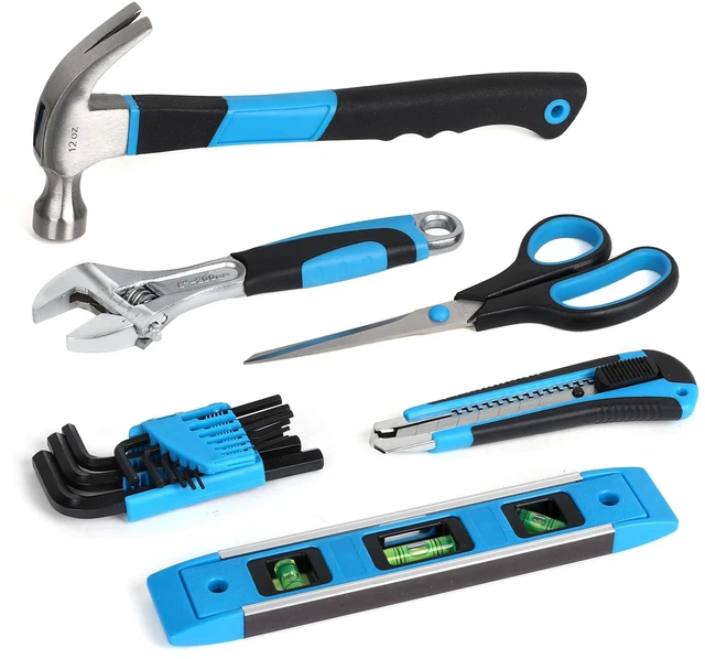 Alt view image 5 of 6 - 220-Piece Home Tool Set, Household Repairing Tool Kit, Blue Included 12-Inch Wide Mouth Open Storage Tool Bag, For Beginners, For Home Repair and Maintenance, Great for Gifts
