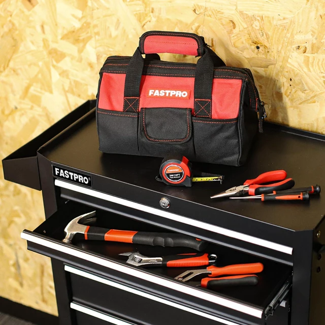 Alt view image 4 of 7 - 220-Piece Home Tool Set, Household Repairing Tool Kit, Red Included 12-Inch Wide Mouth Open Storage Tool Bag, For Beginners, For Home Repair and Maintenance, Great for Gifts