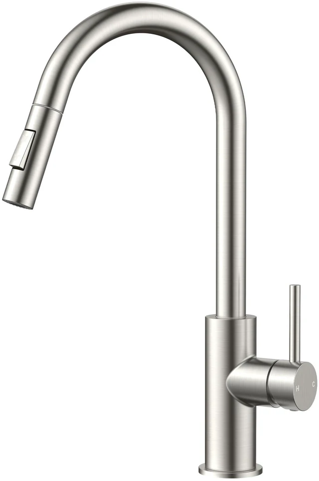 Main image of Kitchen Faucet with Pull Down Sprayer, Brushed Nickel High Arc Lead-Free, Stainless Steel, Single Handle, Fits for 1 or 3 Hole Sink, Laundry, Farmhouse, Bar, Outdoor, Deck Plate Included
