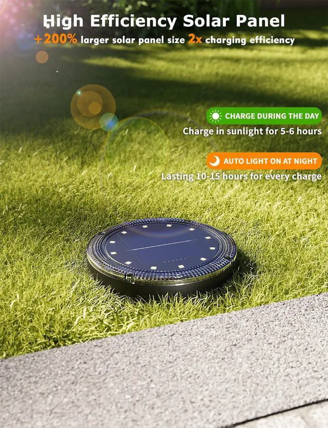 Alt view image 3 of 6 - Color Changing Solar Ground Lights with Remote, IP67 Waterproof, 16Pack 9-Color & 2 Dynamic RGB, 33ft Long Distance Remote Control, Dusk-to-dawn Light Up, Outdoor Flat Disk Light for Yard Lawn Path