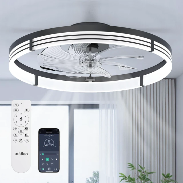Main image of 24" Low Profile Fandelier Ceiling Fans with Lights and Remote, Black Wider Airflow, 3000-6000K Dimmable LED, 6 Speeds, Reversible DC Motor, Remote and App Control, Memory Function, Timer, Quiet