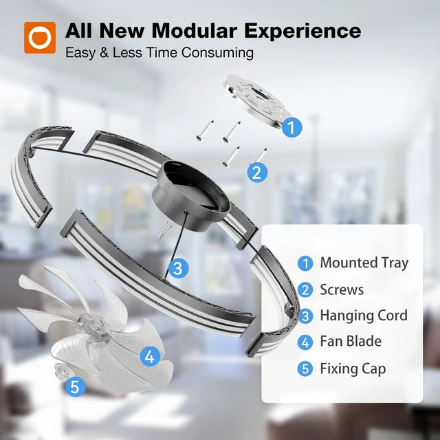 Alt view image 6 of 7 - 24" Low Profile Fandelier Ceiling Fans with Lights and Remote, Black Wider Airflow, 3000-6000K Dimmable LED, 6 Speeds, Reversible DC Motor, Remote and App Control, Memory Function, Timer, Quiet