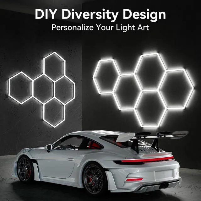 Alt view image 2 of 7 - Hexagon Garage Lights25 Pack 216W 25920LM High Brightness Hexagon Garage LED Lights for Garage, Shopping Mall, Workshop and Car Detailing Shop etc.