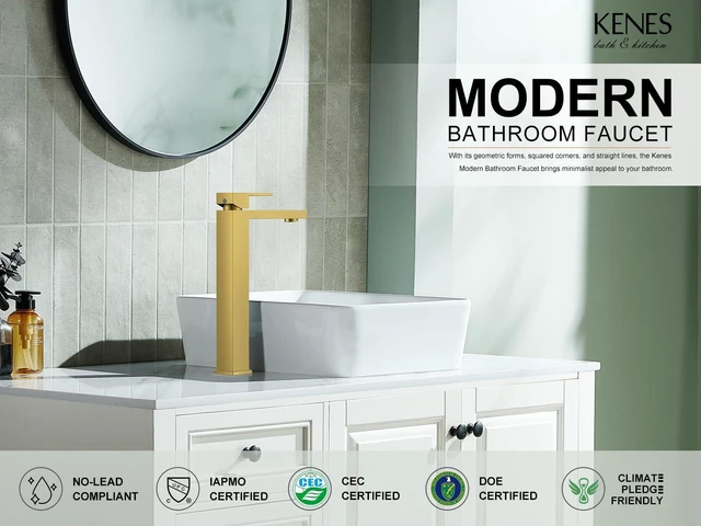 Alt view image 2 of 7 - Brushed Gold Vessel Sink Faucet Single Hole Tall Bathroom Sink Faucet Vessel Bowl Faucet with Pop Up Drain & Supply Lines, Lead-Free cUPC & NSF Certified, 1 Hole Faucet for Vanity RV Restroom