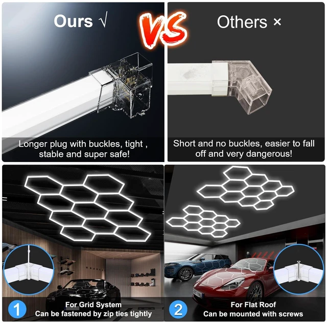 Alt view image 6 of 7 - Hexagon Garage Lights25 Pack 216W 25920LM High Brightness Hexagon Garage LED Lights for Garage, Shopping Mall, Workshop and Car Detailing Shop etc.